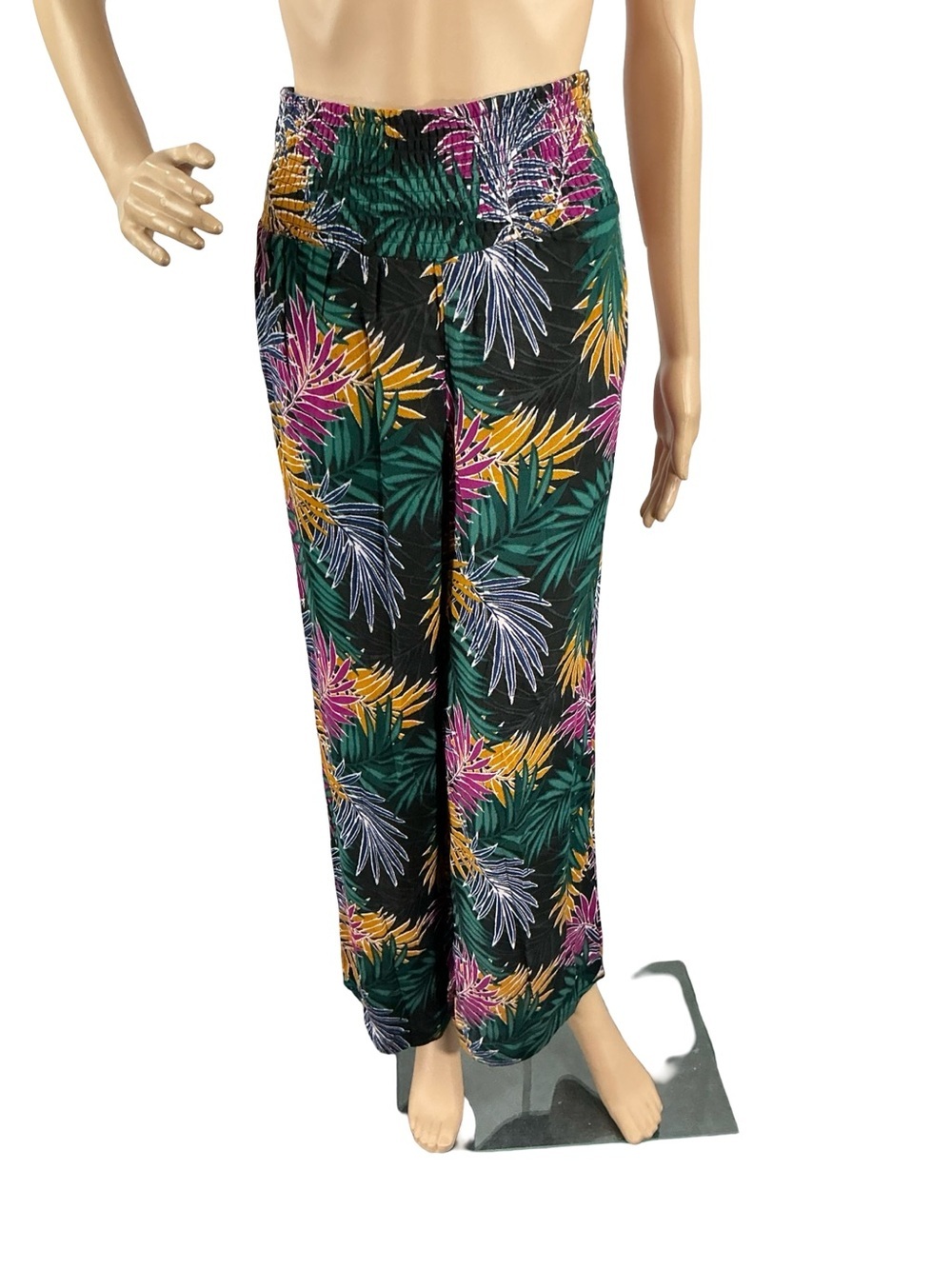 Hurley Tropical Palm Print Beach Resort Pants Black Multicolor Size XS
